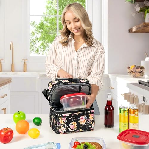 OPUX Lunch Box For Women, Insulated Large Lunch Bag Adult Work, Double Decker Lunchbox Meal Prep, Dual Compartment Leakpro...