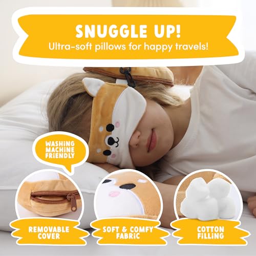 ecoZen Lifestyle Travel Pillow Set with Eye Mask - Comfort for Traveling Kids - Soft and Supportive Neck Pillow, Perfect f...