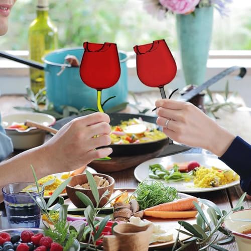 GKWW 2Pcs Rose Wine Glasses Creative Wine Goblet Rose Flower Shaped Wine Cocktail Glass Juice Glass for Valentine's Day We...