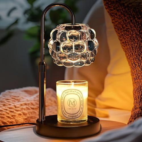 Candle Warmer Lamp with Timer Adjustable - Height Candle Warmer, Dimmer, Black Glass Wax Melting Lamps for Home Decor, for...