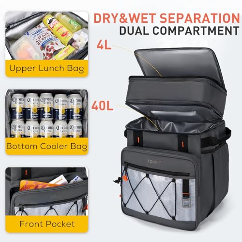 TOURIT 75 Can Insulated Rolling Cooler, Detachable Double Deck Beach Cooler with Wheels, Collapsible Soft Sided Cooler Bag...