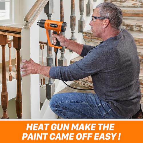 SEEKONE Heat Gun 1800W Heavy Duty Fast Heat Hot Air Gun Kit with 752℉&1112℉（400℃-600℃） Dual-Temperature Settings and 4 Noz...