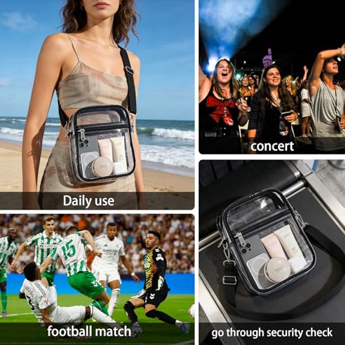 Clear Crossbody Bag - Waterproof Clear Tote Bag, Lightweight 0.3mm PVC Transparent Bag