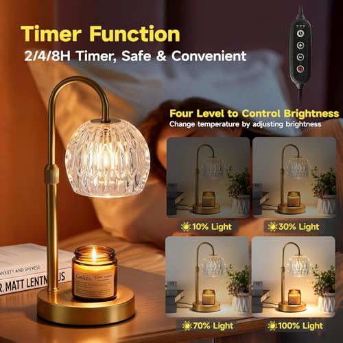 WELAISA Gold Candle Warmer Lamp with Timer Dimmable, Birthday Gifts for Women Mom, House Warming Gifts New Home Decor, Wax...