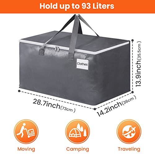 BlissTotes Large Moving Bags, Storage Bags with Zippers, Handles Moving Supplies with lids, Heavy Duty Totes for Storage B...