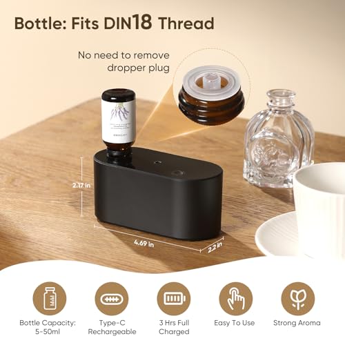 Waterless Diffuser for Home Essential Oil Diffuser, Aromatherapy Diffuser, Portable Scent Diffusers, 3 Mist Modes, Cycle S...