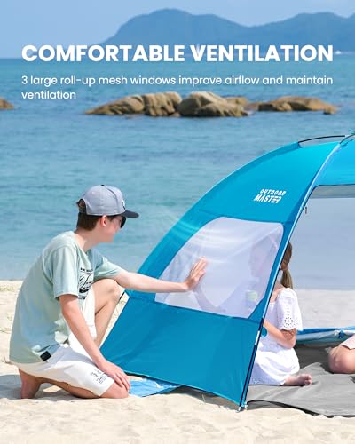 OutdoorMaster Beach Tent for 3/4/6/8 Person - Easy Setup Sun Shade Shelter, Portable Beach Shade Sun Canopy with UPF 50+ U...