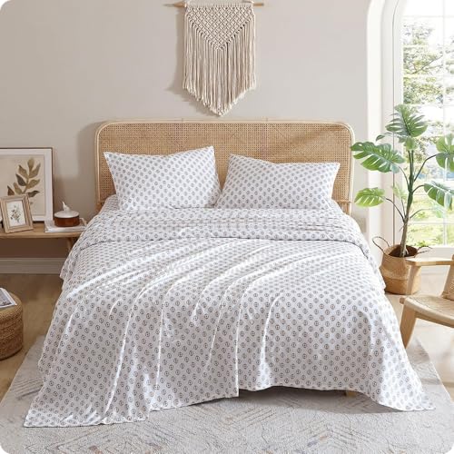 Indigo Ink - Queen Size Sheet Set, 4-Piece Boho Medallion Patterned Bedding, Soft & Wrinkle Resistant (Panther Collection,...