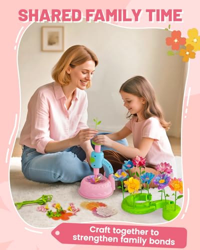 DIY Art Flower Toys Include Extra Accessories Set, Arts and Crafts Activity Kit for Kids, Flower Garden Building Toys for ...