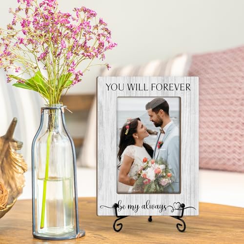 Zgogy Wedding Gifts Wooden Picture Frames 4x6 - You Will Forever Be My Always, Engagement Photo Frame With Stand for Engag...