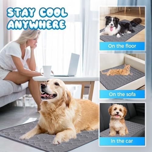 Cooling Dog Mat Extra Large, 28" x 20" Thick & Durable Washable Cooling Mat for Extra Large Dogs, Portable Extended Coolin...