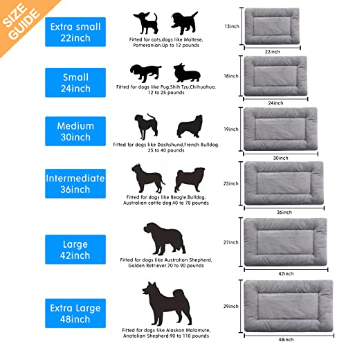 Dog Beds Crate Pad for Medium/Large Dogs Fit Dog Crates,Washable & Anti-Slip Kennel Pad for Dogs Cozy Sleeping Mat,Gray 42...