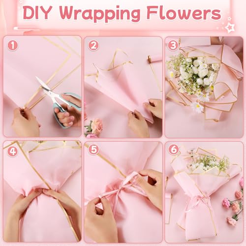 woric 93 Pcs Flower Bouquet Wrapping Paper Kits, 20 Sheets Waterproof Floral Wrapping Paper 10 Greeting Cards 12 Butterfly...