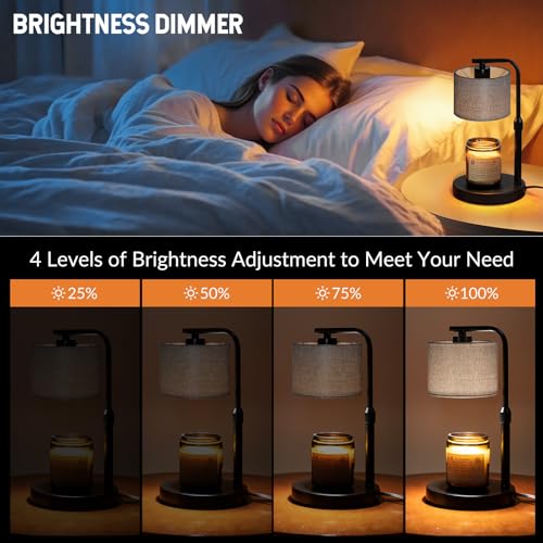 Dexnump Candle Warmer Lamp with Timer, Dimmable Candle Wax Warmer with 2 Light Bulbs, Height Adjustable Electric Candle Li...