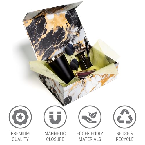 Sorarto Luxury Keepsake Gift Box | Marble Gold Decorative Boxes with Magnetic Lids for Presents, Wedding Memory Box, and B...