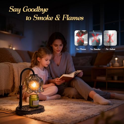 WYghyronic Candle Warmer Lamp with Adjustable Height - Flameless 4-Level Dimmable Wax Warmer, Timer Function & Stylish Des...