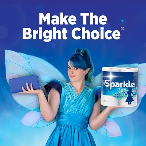 Sparkle Tear-A-Square Paper Towels, 2 Double Rolls (220 Sheets Total) - Strong 2-Ply Towels for Kitchen Cleanup and Everyd...