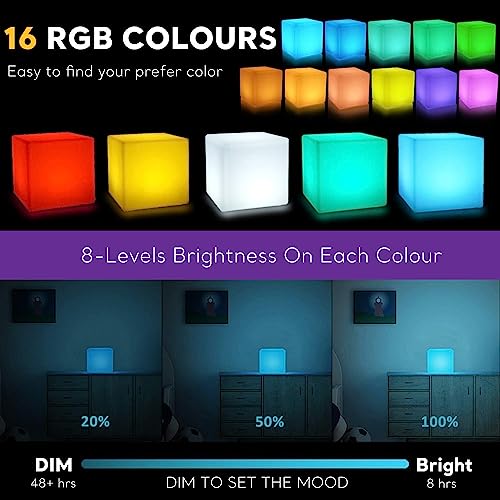 COPU 6 inch Rechargeable LED Cube Light, 16 Colors Changing Tesseract Light Cubes w/Remote, Dimmable Cosmic LED Cube Mood ...