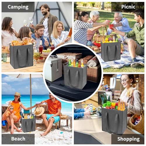 YZiCHENQQ Insulated Grocery Bags with Zippered top Frozen Food Shopping Groceries Travel Insulated Tote Cooler Thermal Bags