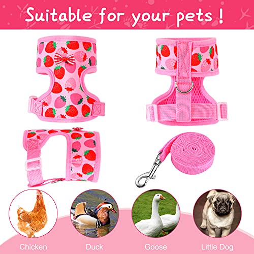 Frienda 2 Pcs Adjustable Chicken Harness and Leash Set Spring Summer Comfortable Elastic Hen Vest Breathable Harness for H...