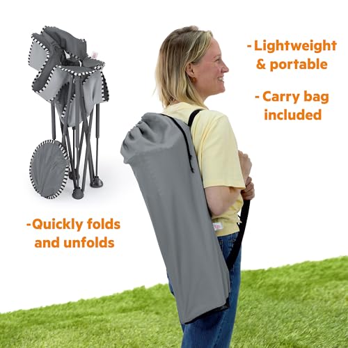 Bright Starts Pop 'N Chill Portable Infant Beach Chair, Travel Seat with UPF 50+ Canopy, Indoor/Outdoor Baby Seat, Grey, ...