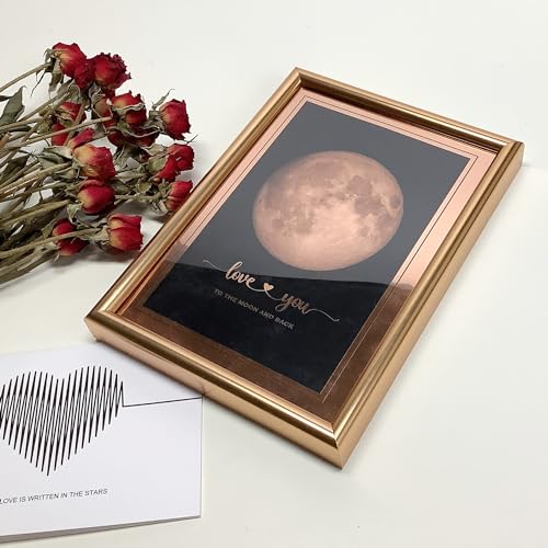 IGREAN I Love You to the Moon and Back - Bronze Moon Print in Frame, Great Gift for Special Occasion, Engagement, Wedding,...