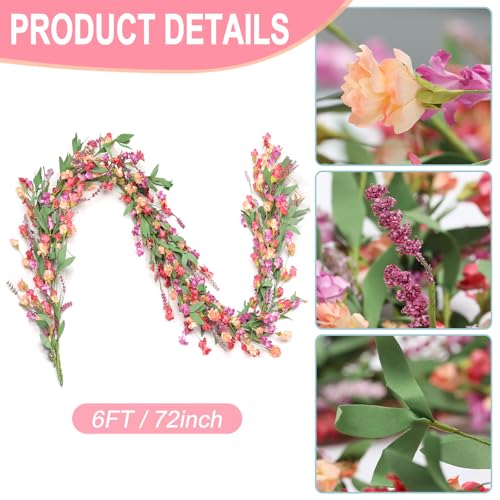 Artgar Flower Garland 6Ft Spring/Summer Garland Floral Garlands for Mantle All Year Round Paper Garlands Decor for Indoor ...