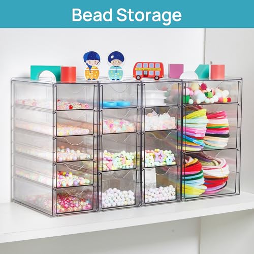 Vtopmart Acrylic Organizer with 16 Drawers (4 Set),Clear Storage Drawers for Office Supplies,Desk Organization and Storage...