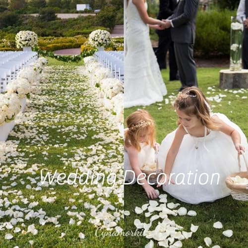 Cynamorkit Ivory Rose Petals 3300 PCS Fake Rose Petals for Wedding, Engagemengt, Proposal Decor.Artificial Flower Petals f...