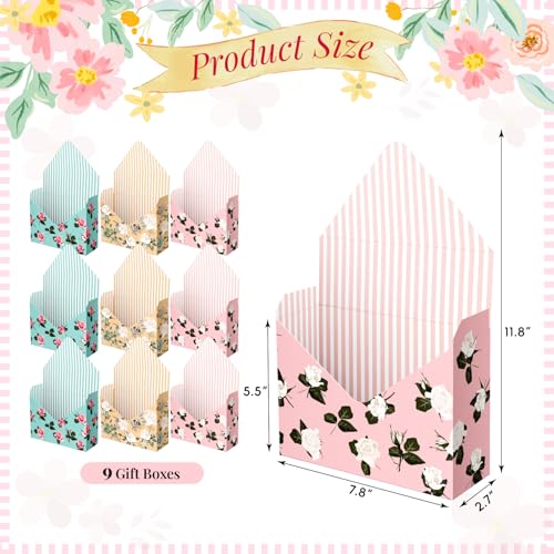 Lyforpyton 9 Pcs Mother's Flower Arrangement Gifts Boxes , Envelope Gift Box For Flowers , Foldable Decorative Bouquet Pac...