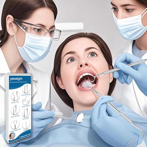 7pcs Dental Tools, Dental Pick Teeth Cleaning Tools Hygiene Kit, Professional Stainless Steel Tooth Scraper Plaque Tartar ...