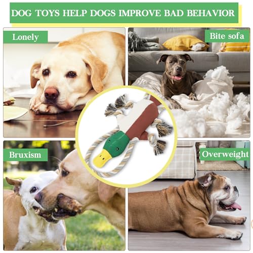 Letsmeet Lesmeet Upgraded Duck Dog Toys Puppy Toys with Crinkle Paper and Squeaker, Interactive Tug of War Dog Toy for Sma...