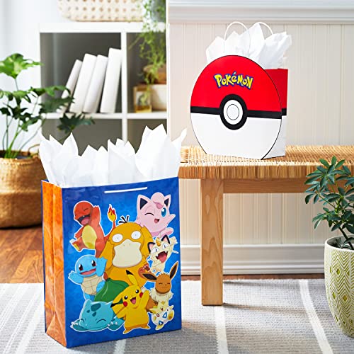Hallmark Pokémon Gift Bag Bundle (9" Medium PokéBall and 15" Extra Large Pikachu) for Kids, Birthdays, Christmas, Valentin...