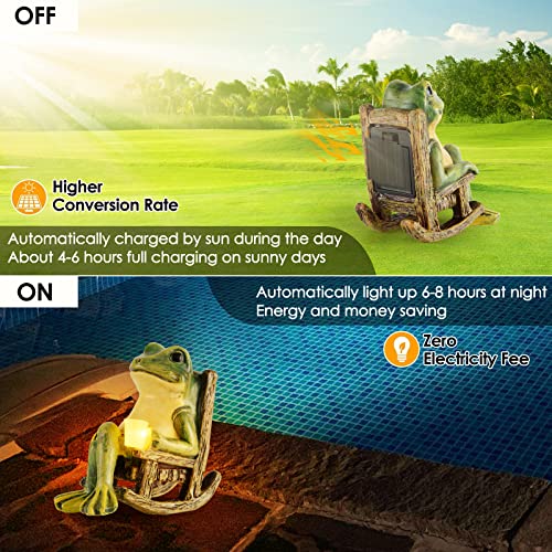 FOXMIS Miniature Frog Garden Statue Gifts Easter Decorations Outdoor Fairy Garden Accessories Outdoor Lights Solar Garden ...