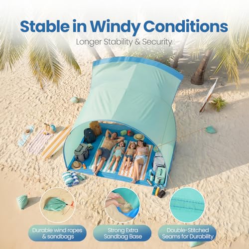 DOYXC Beach Shelter, Wind-Powered Beach Tent Sun Shelter with UPF50+ UV Protection, Lightweight & Portable Easy Setup Beac...