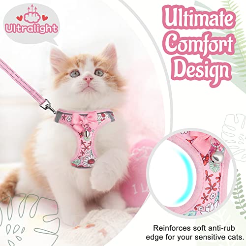 SALFSE Cat Harness and Leash Escape Proof for Walking, Adjustable Soft Kitten Harness with Reflective Straps Step in Cat V...