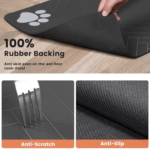 Pet Feeding Mat-Absorbent Pet Placemat for Food and Water Bowl, with Waterproof Rubber Backing, Quick Dry Water Dispenser ...