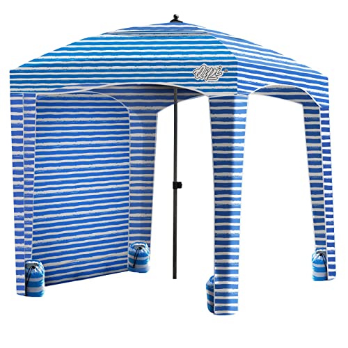 Qipi Beach Cabanas for Sand, Beach Canopy with Sandbags & Side Wall for Family, Easy Set Up Sun Shelter, UPF 50+ UV Protec...