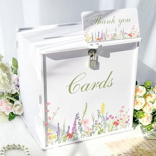 OurWarm White Wedding Card Box with Lock, PVC Gift Card Box for Wedding Decorations Reception, Money Gift Boxes for Party ...