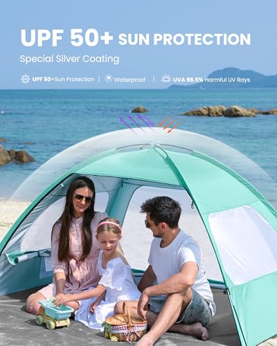 OutdoorMaster Beach Tent for 3/4/6/8 Person - Easy Setup Sun Shade Shelter, Portable Beach Shade Sun Canopy with UPF 50+ U...