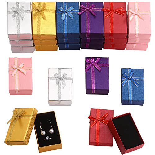 Marspark Small Jewelry Gift Boxes Bulk Empty Gift Box with Bows Necklace Bracelet Packaging Boxes for Birthday Wedding Par...