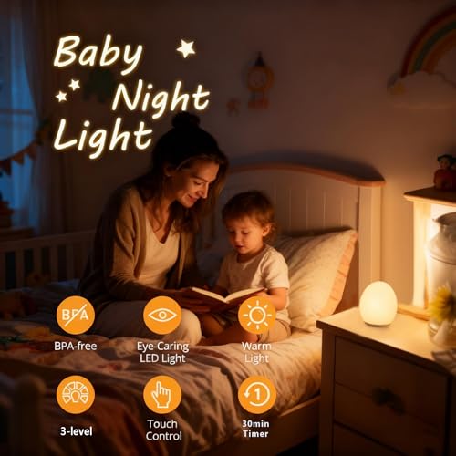 AuroraNiteBeam Night Light for Kids,Egg Night Light for Baby Nursery, 30-Min Timer Portable Nursery Night Lamp forBaby Nur...