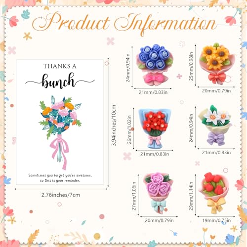 XunYee 50 Sets Pocket Hug Token Mother's Day Bulk Gifts Mini Resin Flower Bouquet with Cards & Bags, Thank You Appreciatio...