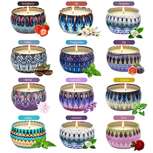 12Pack Scented Candle Gift Set for Home Aromatherapy - Mother's Day & Birthday Gift for Her in Jar Soy Wax