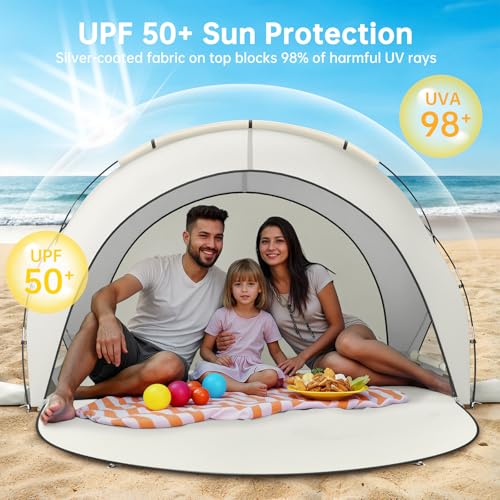 Raynesys Beach Tent Sun Shelter, Beach Shade Tent with UPF50+ UV Protection, Sun Shelter for 1-3 Person, Beaches Shade wit...