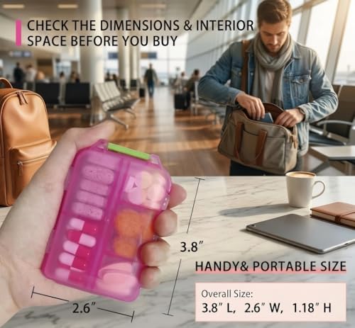 Pill Organizer with Medicine Labels Travel Daily Pill Container Mini Medication Organizer Storage Pill Organizer Travel Es...