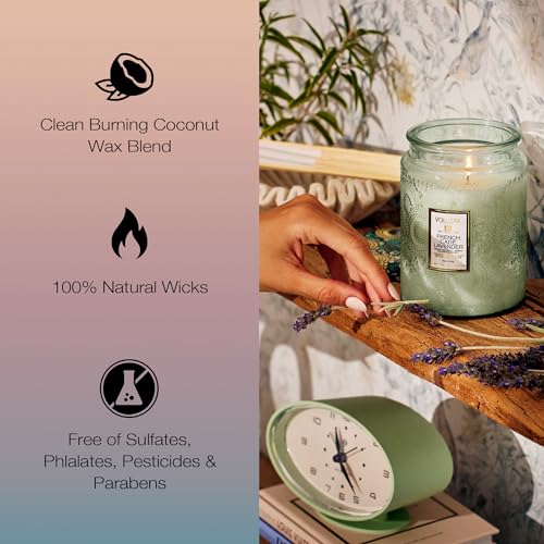 Voluspa French Cade Lavender Candle, 18 oz, Coconut Wax Blend, Scented Candles for Home, 100 Hour Burn Time, Candle Jars