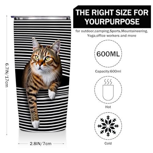 Jztco Cat Gifts for Women 20 oz Tumbler, Funny Cats Stainless Steel Insulated Water Bottle, Cats Themed Insulated Travel C...