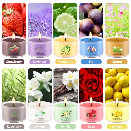 40 Scented Candle Set, 10 Fragrances, 35g Natural Soy Wax Candles with Smokeless Cotton Wicks, Ideal for Home Decor, Yoga,...
