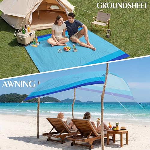 Aroveea Beach Blanket Waterproof Sandproof 1-7 Adult Oversized 78 '' × 81 '' Lightweight Durable Compact Sand Free Beach M...